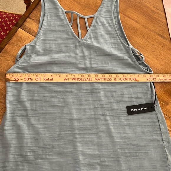 NWT Doe&Rae dusty blue tank w/criss criss details - Picture 4 of 4